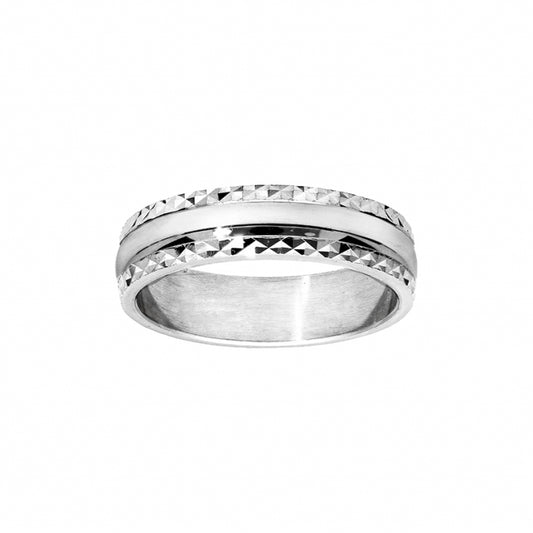 Alliance homme argent rhodié diamantée 5mm à graver