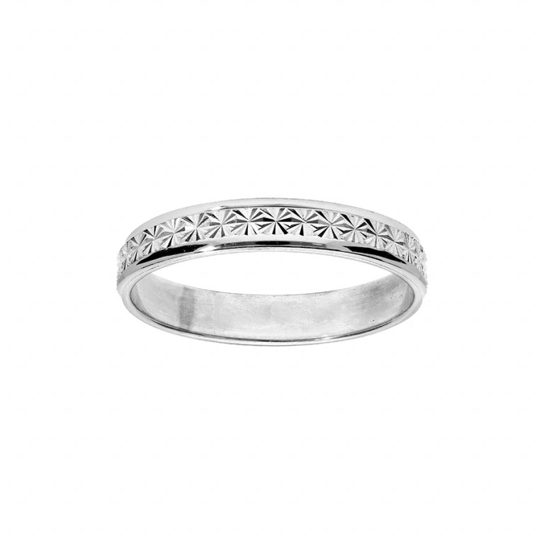 Alliance homme argent rhodié diamantée étoiles gravure intérieure