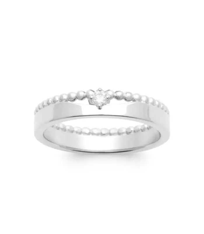 Bague en argent perlé avec zirconium