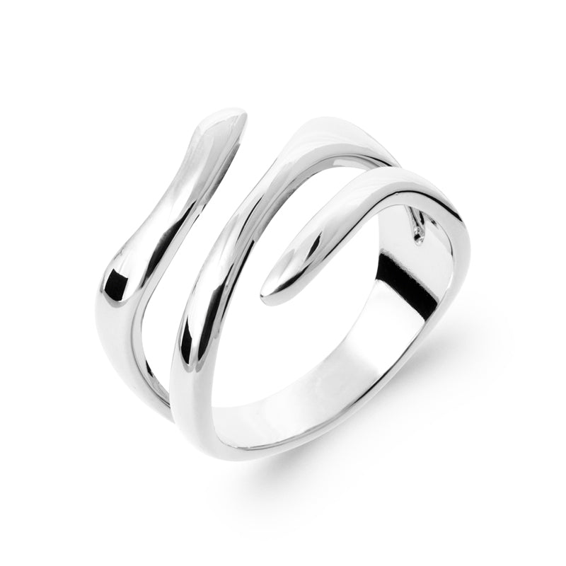 Bague Femme Argent 999 – Anneau Ouvert Ondulé