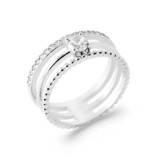 Bague Solitaire Zirconium 3 Anneaux