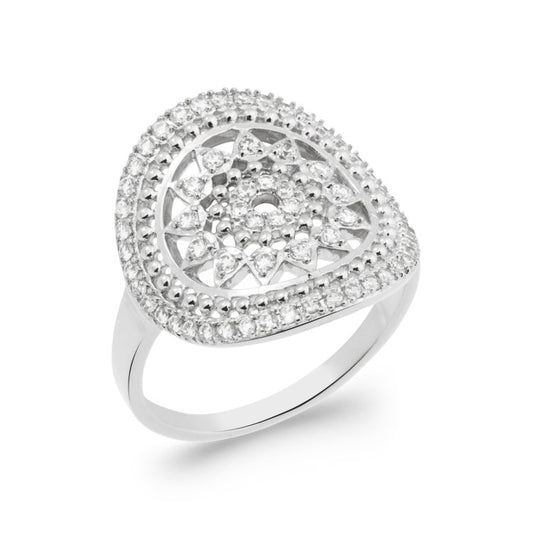 Bague soleil fleur argent 925 rhodié OZ