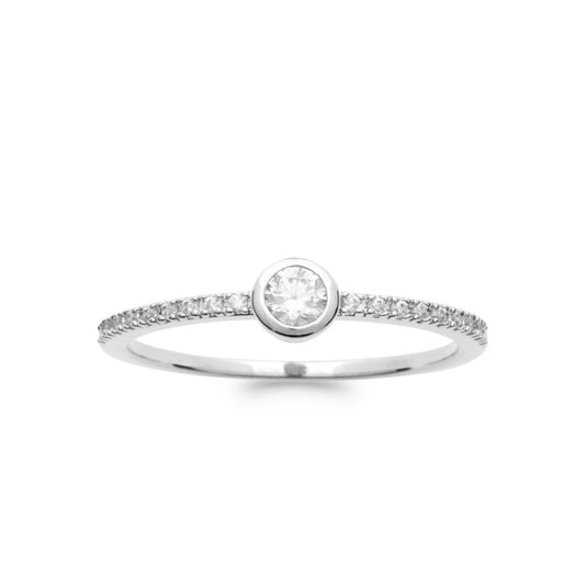 Bague argent solitaire oxyde de zirconium serti clos