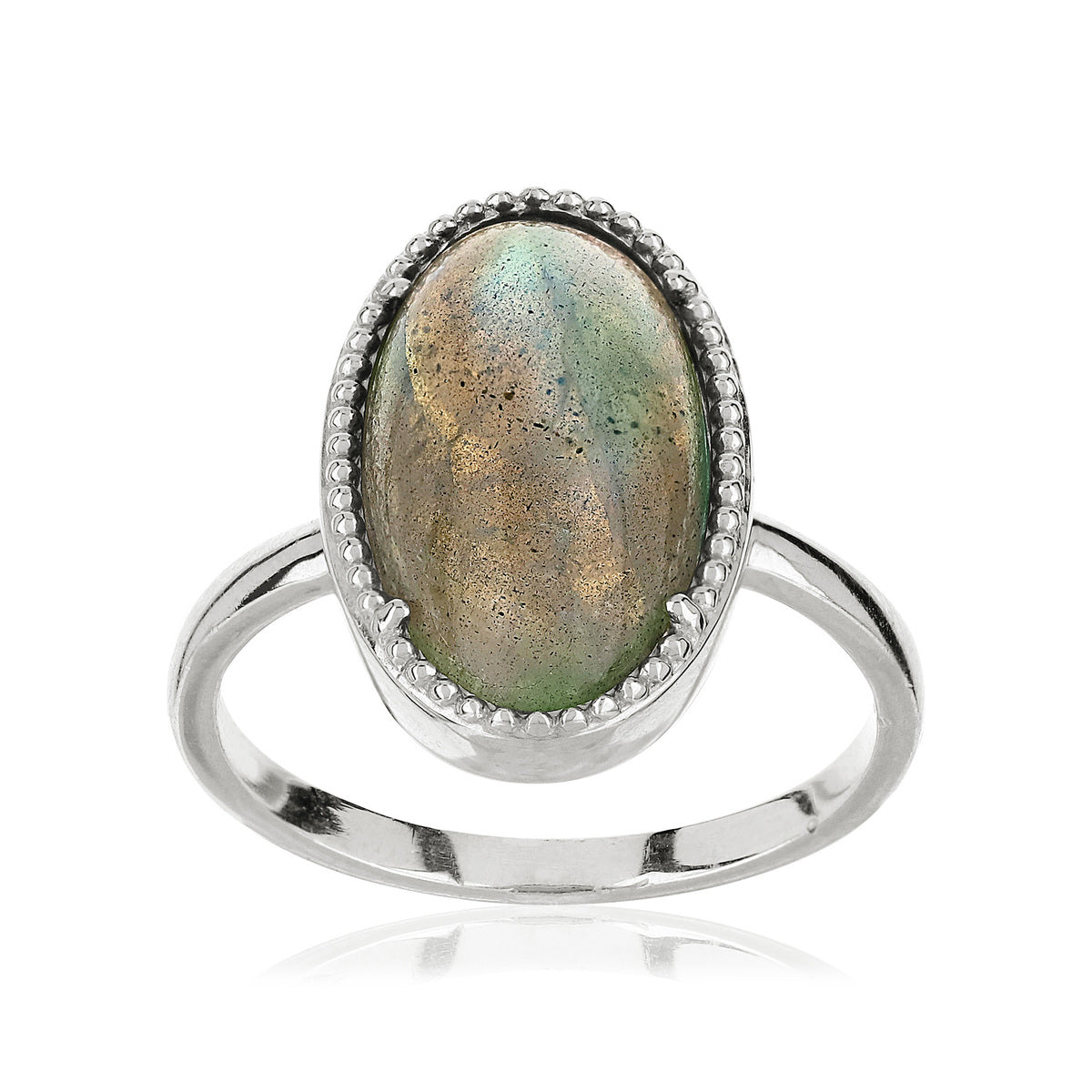 Bague Grosse Labradorite Grise Ovale