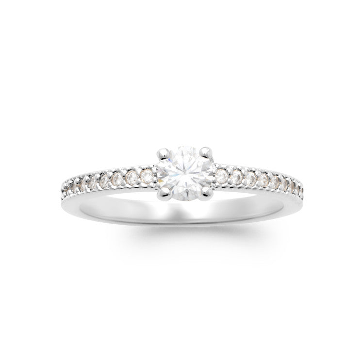 Bague solitaire contour OZ blanc Argent 925 rhodié