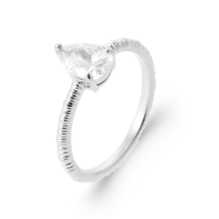 Bague solitaire oxyde de zirconium blanc