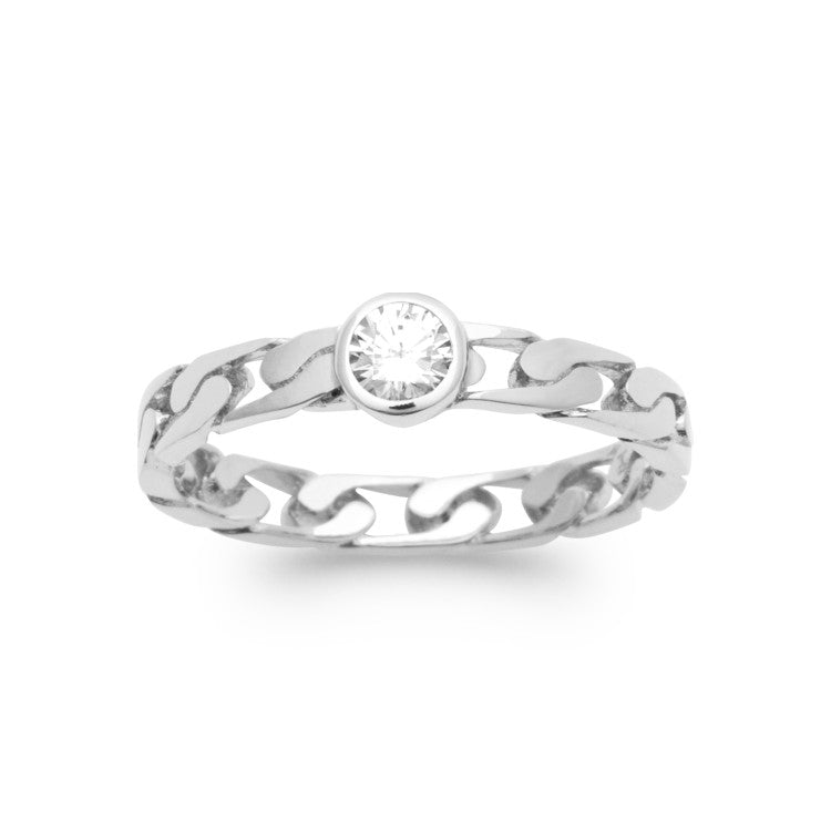 Bague chaine et solitaire oxyde de zirconium
