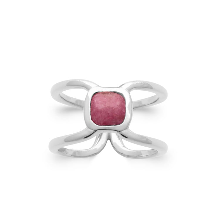 Bague pierre rhodonite rose