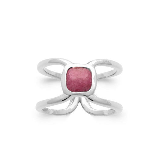 Bague pierre rhodonite rose