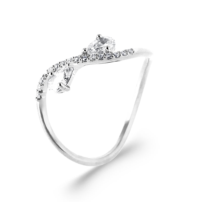 Bague argent ligne courbée sertie de pierres blanches – Anneau délicat et lumineux