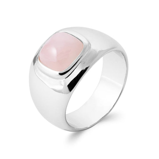 Bague quartz rose anneau large argent 925