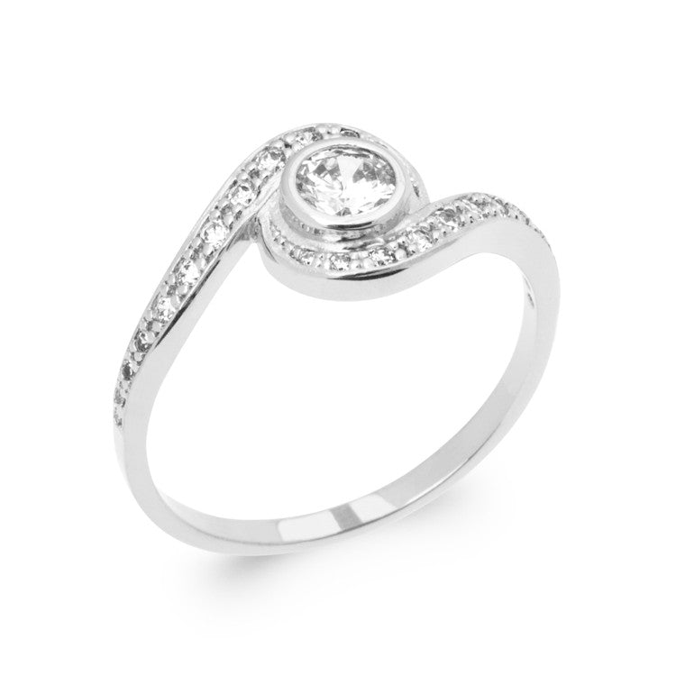 Bague Solitaire accompagné d'OZ argent 925 rhodié