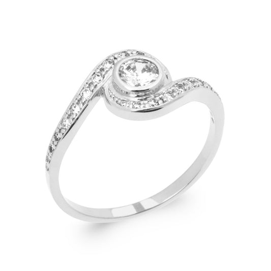 Bague Solitaire accompagné d'OZ argent 925 rhodié