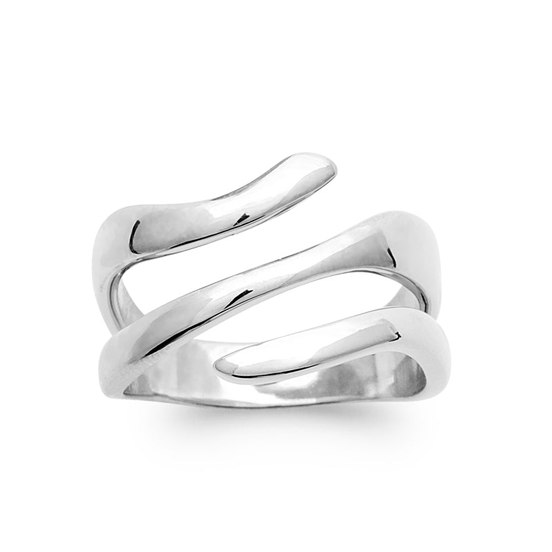 Bague Femme Argent 999 – Anneau Ouvert Ondulé