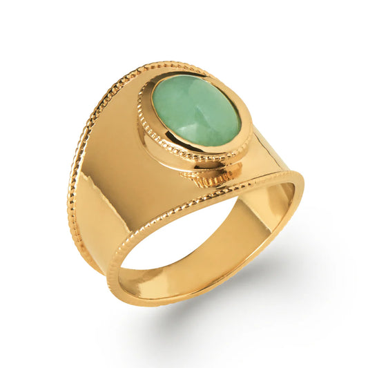 Bague large pierre aventurine