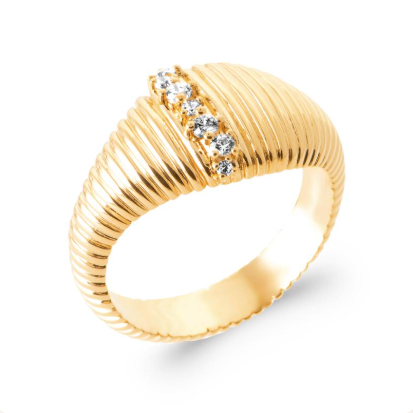 Bague striée avec zirconiums scintillants