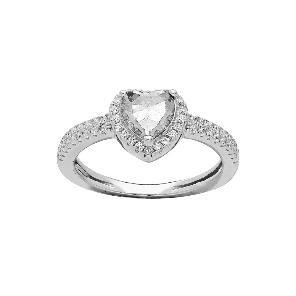 bague coeur zirconium blanc argent
