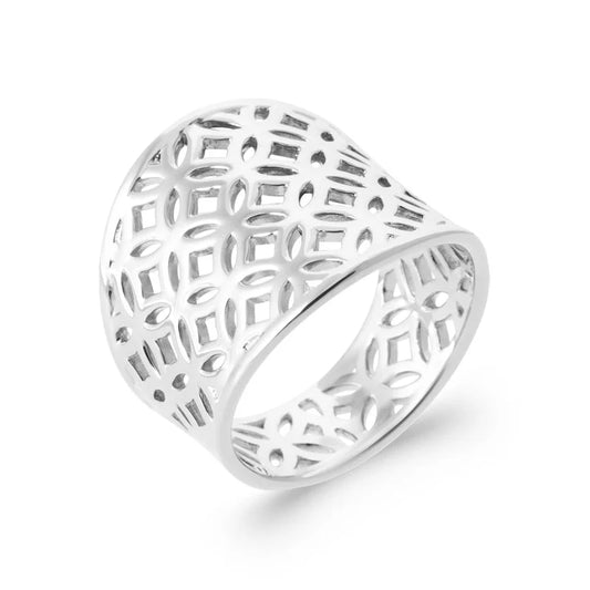 Bague large dentelle Argent 925 rhodié
