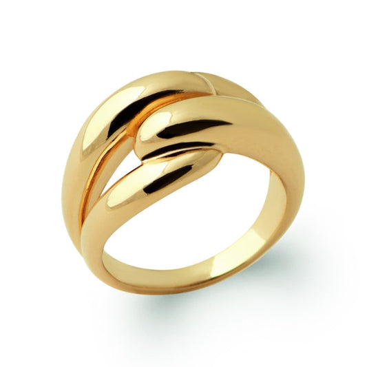 Bague large anneau entrelacé plaqué or