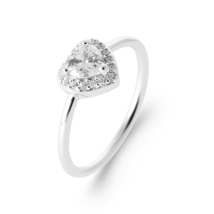 Bague Coeur Argent Rhodié et OZ