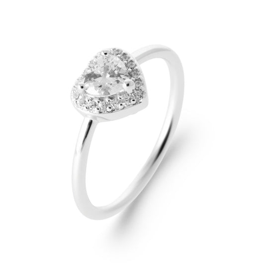 Bague Coeur Argent Rhodié et OZ