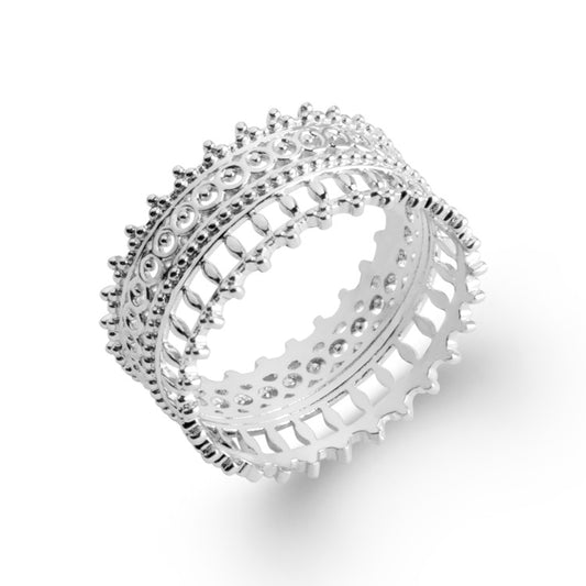 Bague couronne Argent 925 Rhodié