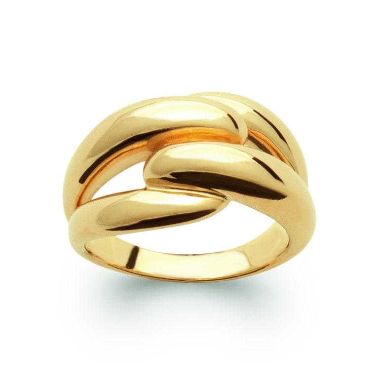 Bague large anneau entrelacé plaqué or