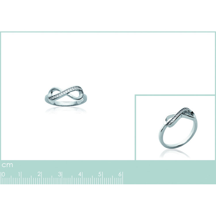 Bague infini en argent 925/000 rhodié sertie d'oxydes de zirconium blancs