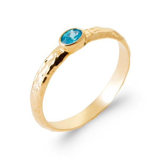 bague femme pierre bleue et plaqué or