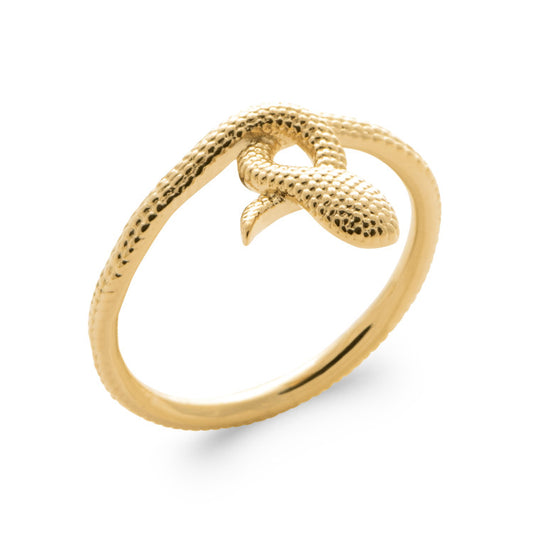 bague serpent plaque or