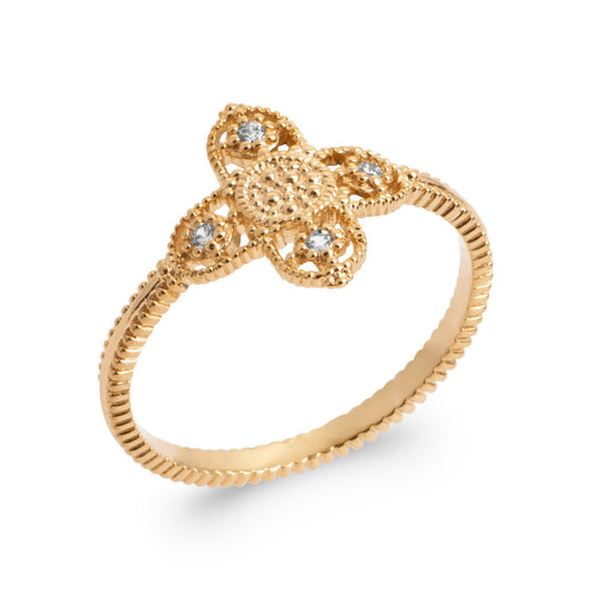 Bague croix symétrique plaqué or