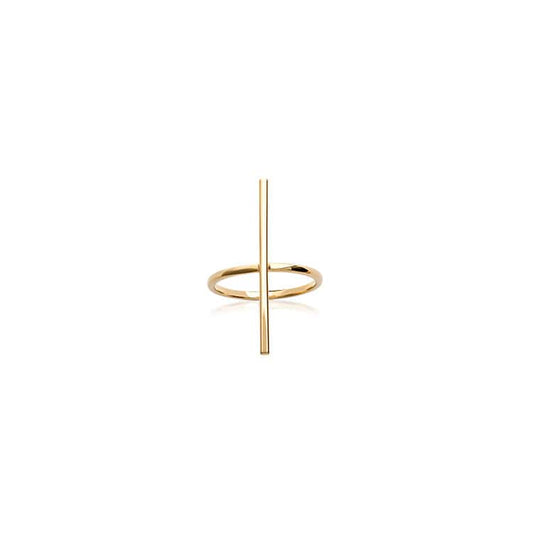 Bague minimaliste barre plaqué or 750/000