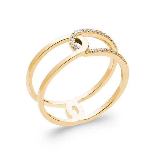 Bague rectangle entrelacé contour OZ plaqué or