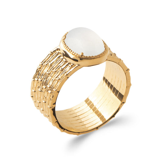 Bague pierre de lune centrale
