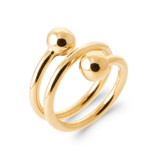 Bague femme contour spirale triple tour Plaqué or