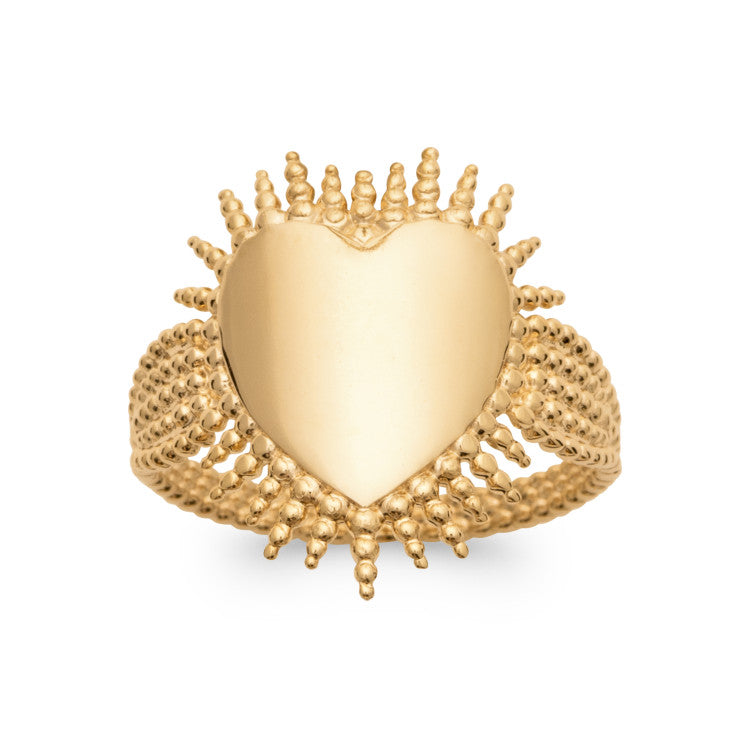 Bague coeur en plaqué or grand coeur fantaisie