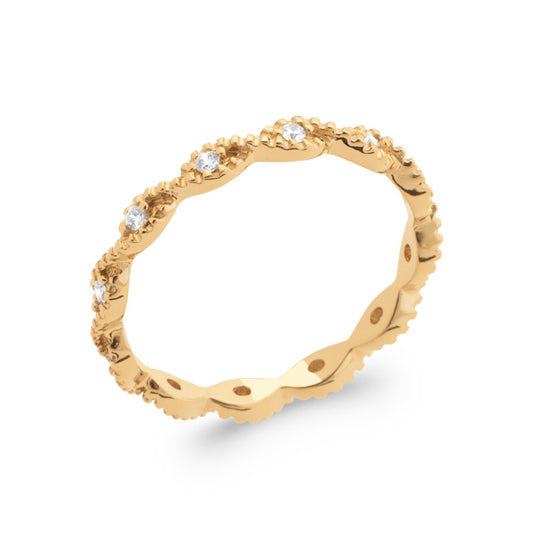 Bague fantaisie contour oxydes zirconium plaqué or