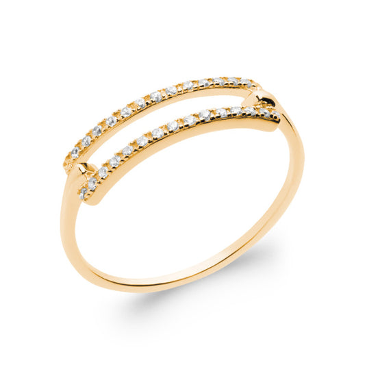 Bague rectangle ajouré contour OZ plaqué or