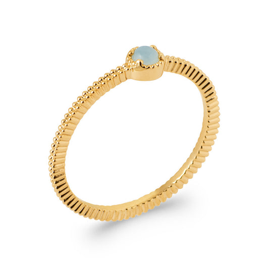 Bague plaqué or avec pierre agate bleue