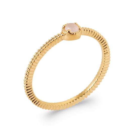 Bague Pierre Naturelle Quartz Rose en Plaqué Or 18K – Élégance et Finesse