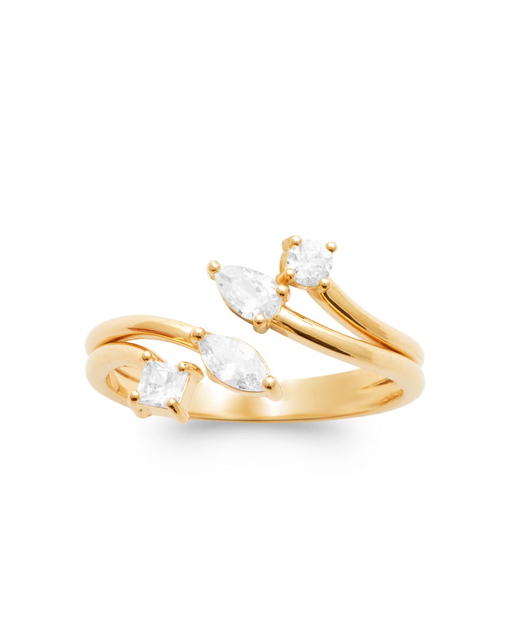 Bague feuilles empierrées plaqué or 18 carats