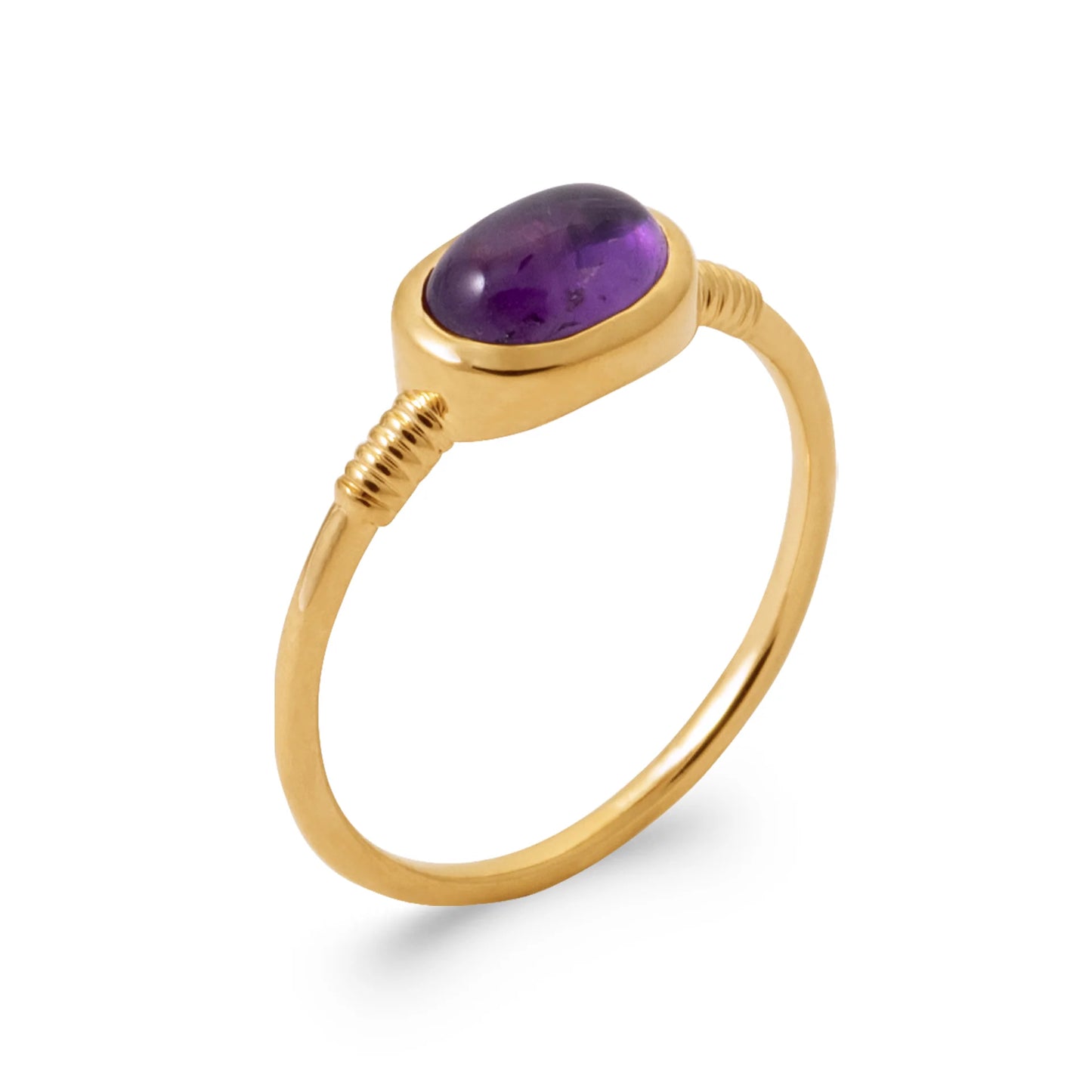 Bague fine avec pierre améthyste plaqué or