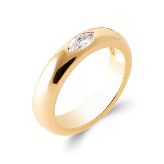 Bague fine oxyde de zirconium incrusté plaqué or
