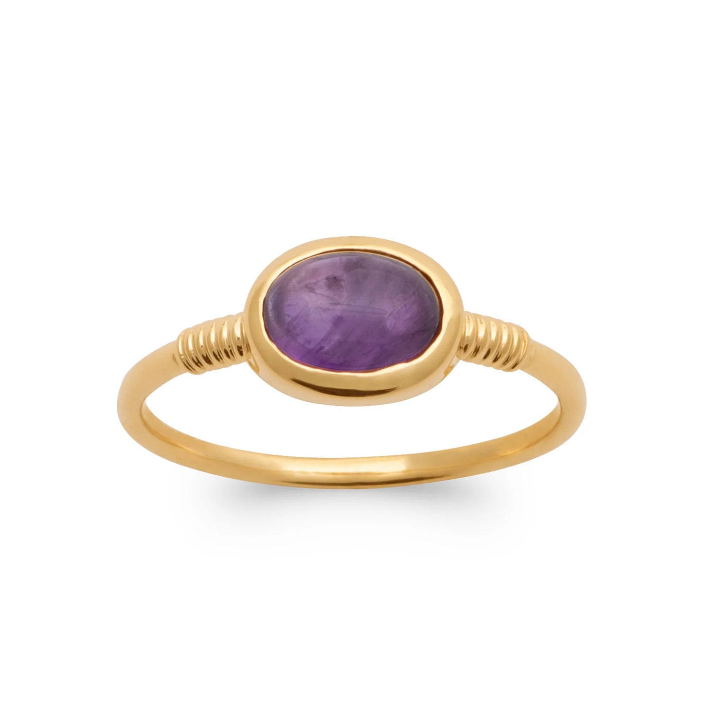 Bague fine avec pierre améthyste plaqué or