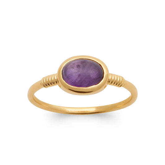 Bague fine avec pierre améthyste plaqué or