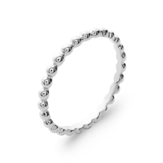 Bague fine boule perle argent rhodié