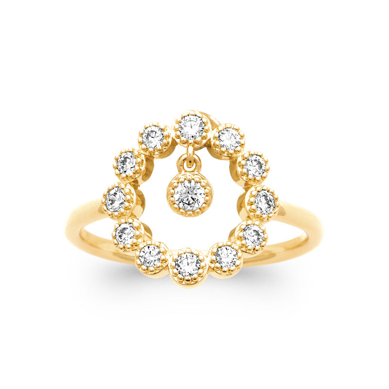Bague fleur plaqué or 18 carats et zirconiums blancs