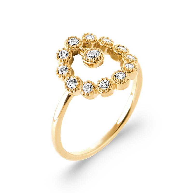 Bague fleur plaqué or 18 carats et zirconiums blancs