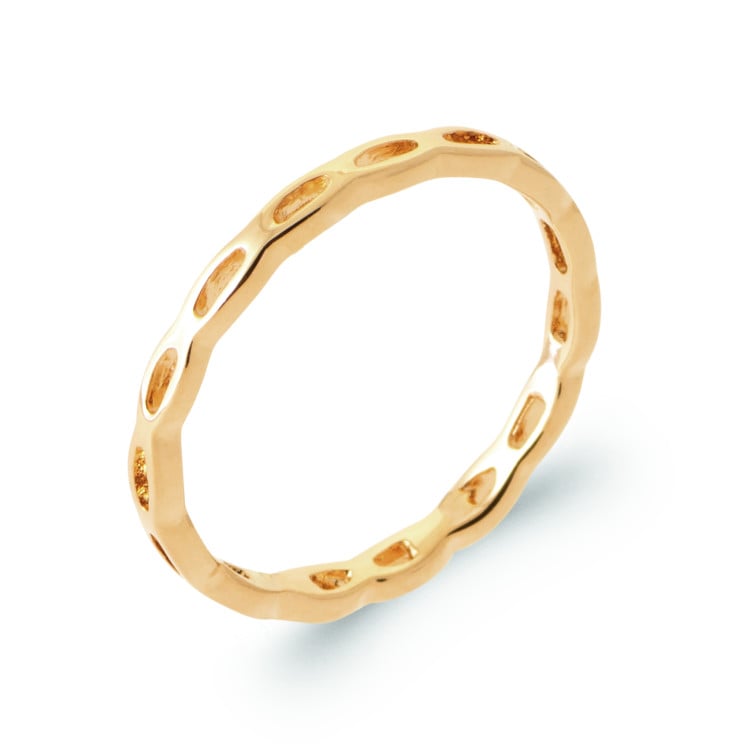 Bague fine ajourée plaqué or 750/000