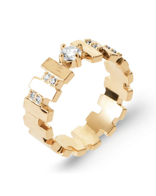 Bague graphique Moderne sertie oz